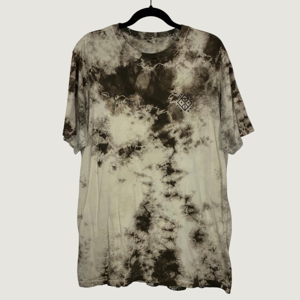 Roark Men's XL Open Roads Open Minds Tie Dye Graphic Tee Brown Grunge Moto FLAW